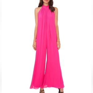 🩷 Vince Camuto draped Women's Halter Jumpsuit. Pomegranate pink Sz M